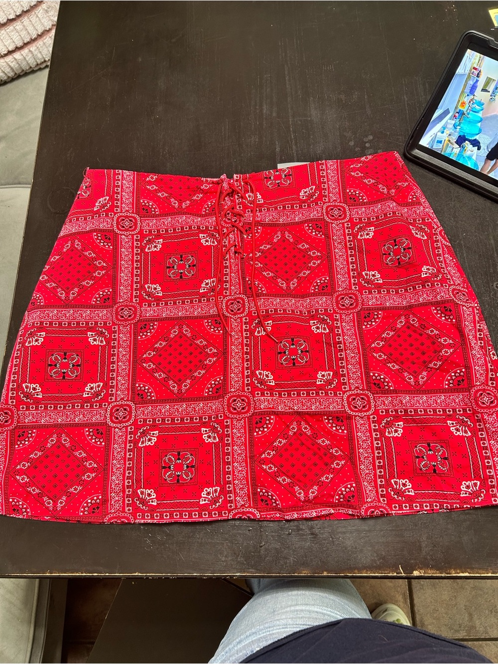 Red Bandana Print Mini Skirt